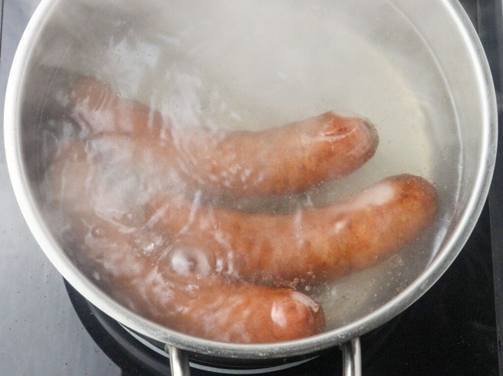 image of cooking sausages for lazanki